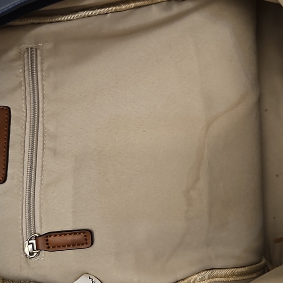 Adrienne Vittadini | Tan, Brown & Navy Blue Four Pocket Backpack - Picture 6 of 7